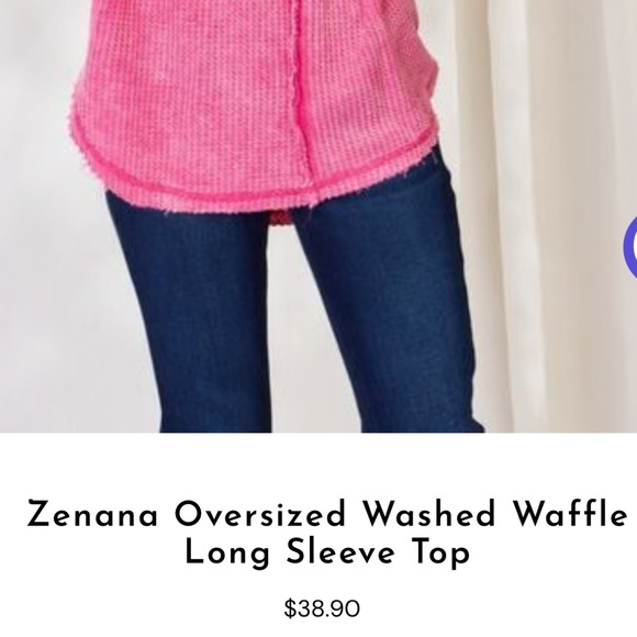 ❤️‍🔥❤️‍🔥Zenana Oversized Washed Waffle Long Sleeve Top Final - Picture 12 of 14